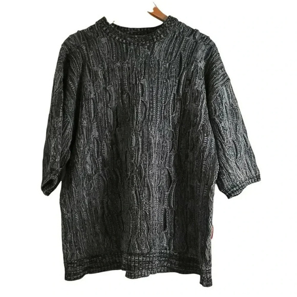 DTEK SIZE XL CREW NECK 3D KNIT SHORT SLEEVE SWEATER GREY WOMEN'S - Picture 1 of 9